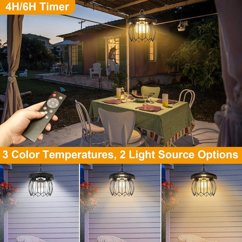 ladate Solar Shed Light Outdoor Indoor, 3000LM Solar Chandelier 5 Modes (Daytime Available) Lamp with 3 Color Temps Dual Motion Sensor Remote, Hanging Pendant Lights for Gazebo Garage Shop Garden - Image 3